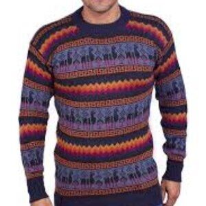 Gamboa Alpaca Crewneck Men's Wool Sweater Size S Multicolor New